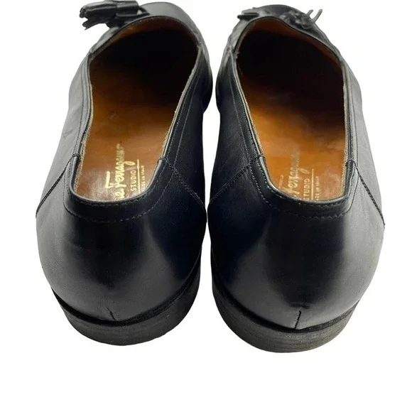 Salvatore Ferragamo Mens  Tramezza Black Leather Punch Cap Toe Lace-up Shoes 11D - Picture 4 of 11